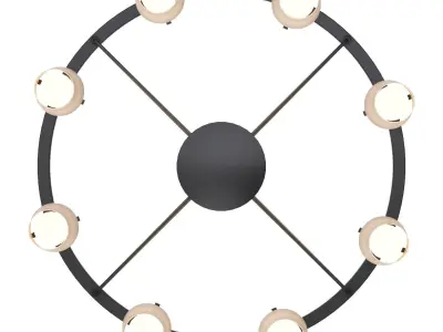 Pauillac Fabric Shade Round Chandelier 36in 3D model