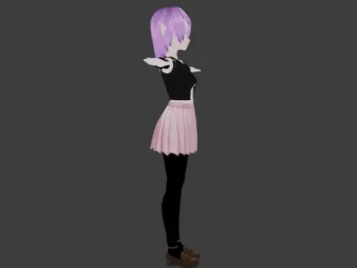 SciFi 3d anime kawaii girl character c25 Low-poly 3D model