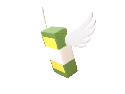 Cartoon Money With Wing V1 003 Low-poly 3D model
