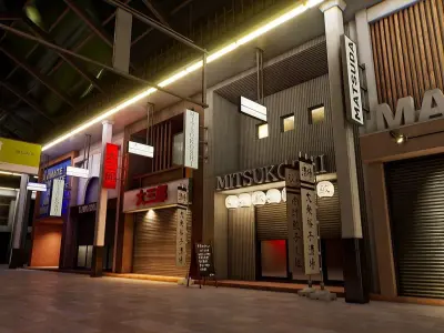 Japanese Shopping Street - Shoutengai Low-poly 3D model