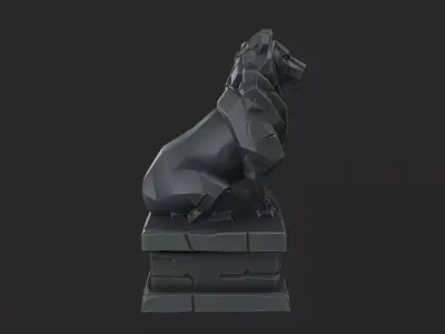Stylized Statue Lion Low-poly 3D model