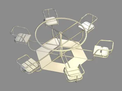 retro vintage Soviet old carousel Low-poly 3D model