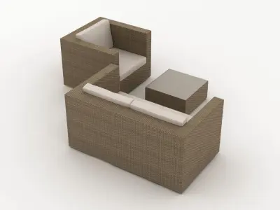 Rattan Garden Furniture Set 002 3D model