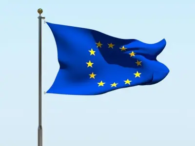 Animated Europe Flag 3D model 3D model