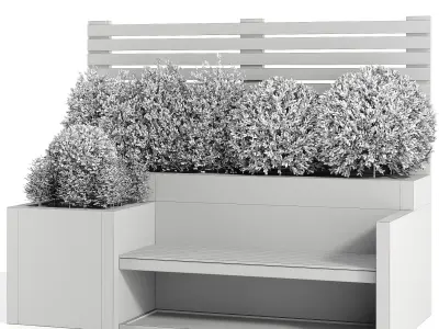 Urban Furniture with plant-set 01 3D model