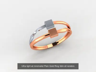 70 Ultra light wt minimalist Plain Gold Ring 3dm stl renders 3D Model Pack