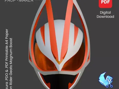 DIY Kamen Rider Geats Helmet Cosplay EVA Foam Template 3D model