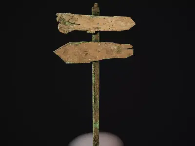 Old signpost Low-poly 3D model