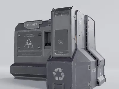 Cyberpunk City Assets - 02 The Recycling Station Low-poly 3D model