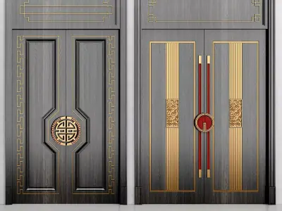 double door Low-poly 3D model