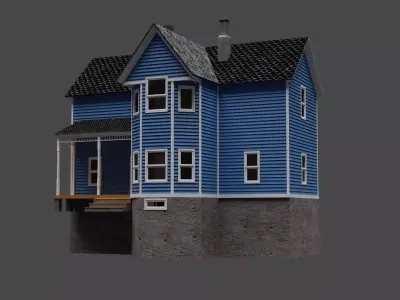Game Ready Enterable House 2 Floor Basement PBR Asset Low-poly 3D model