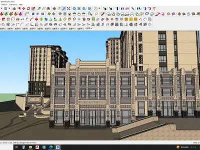 Shopping mall with classical apartments 3d model 3D model