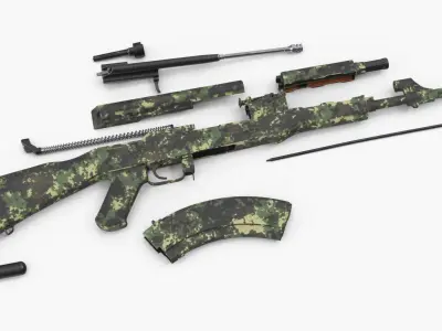  AK 47 Disassembled Camouflage 