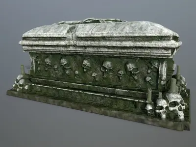 tomb 1 casket with skulls Low-poly 3D model