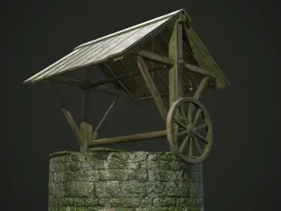 Ancient Stone Well for Games Low-poly 3D model