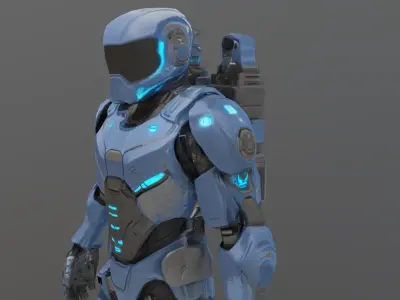  Soldier Sci-Fi Game-Ready 3D Character Model Low-poly 3D model