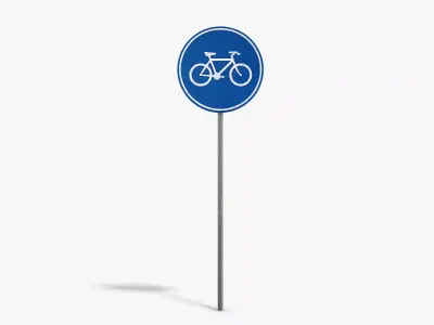 Bike Road Sign Low-poly 3D model