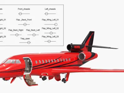 Dassault Falcon 900 Red Rigged 