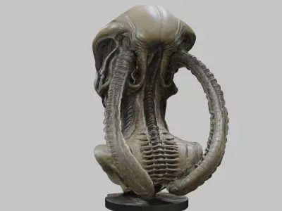 Fantasy HR Giger Insipred  Grey Alien Head Bust Low-poly 3D model