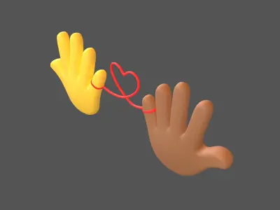 Hand with Red Line Icon v1 036 Low-poly 3D model