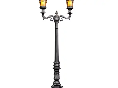Outdoor classic street lamp light Lantern Lamppost streetlight 3D model