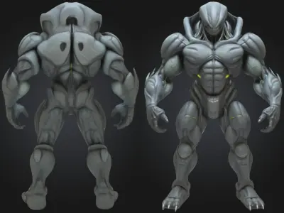 Armored Alien Soldier Sci Fi Low-poly 3D model