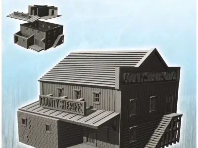 Sheriffs office with removable interior and walls 19 - Cowboy US 3D print model