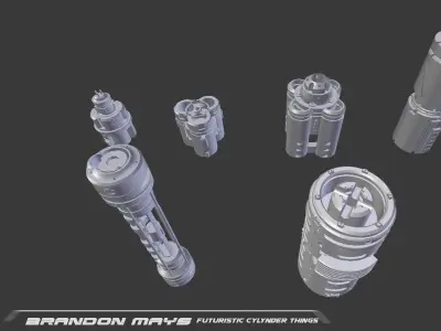 Kitbash CAD sci-fi cylinders 3D model