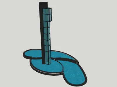 fountain with tower 3d model 3D model