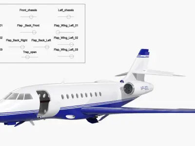  Falcon Business Jet Dassault 2000 Simplified Rigged 