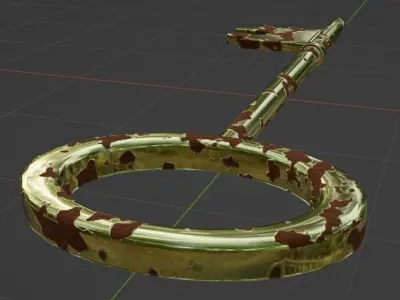Rusty shiny 3 lever key Low-poly 3D model