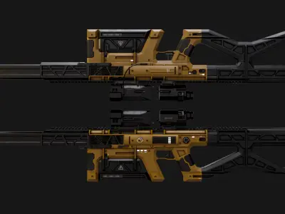 Sci-Fi Automatic Gun Low-poly 3D model