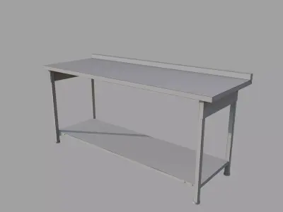 Industrial Stainless Steel Worktable with Shelf and Drawer Free low-poly 3D model