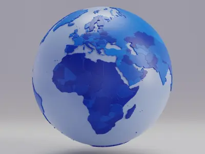  Blue Geopolitical World Map 