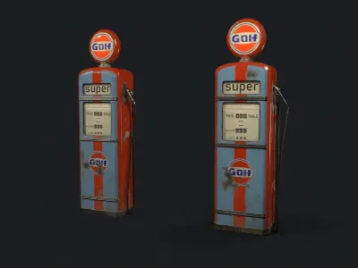 Vintage Oil Pump Low-poly 3D model
