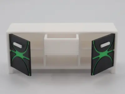 Living room cabinet with functional doors drawer and shelves  3D print model