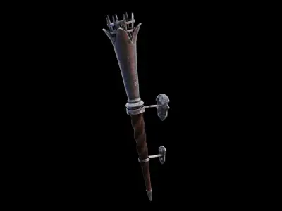 Torch medieval Prop PBR Free low-poly 3D model