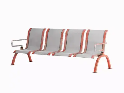 Public Bench Set Low-poly 3D model