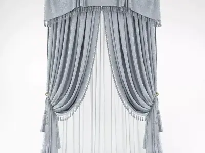 Curtains curtain with drapes and tassels Low-poly 3D model