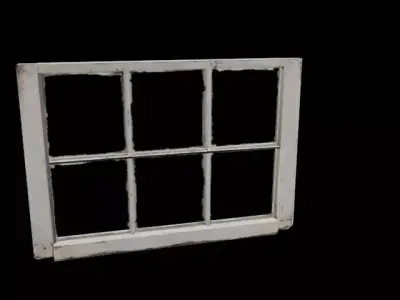 Window 4 wooden Low-poly 3D model