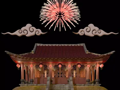 Chinese New Year Traditional House Building  3D model