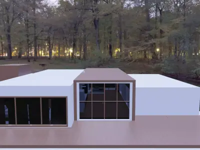 3D Minimalist House with half interior 3D model