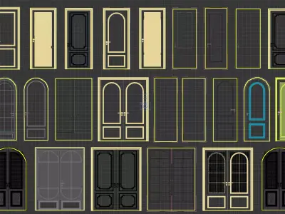 French door set 3D model