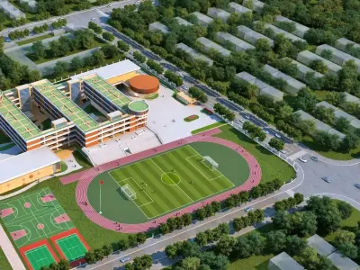 Contemporary School Campus Masterplan 3D model