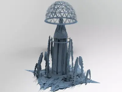 Cyber Elite Dome City plaza Low-poly 3D model