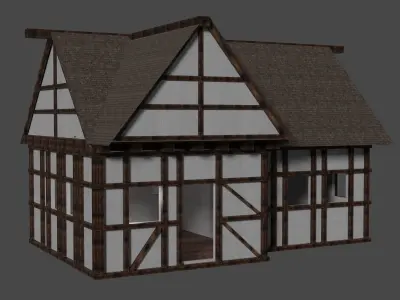Medieval Low Poly house for 1800s peryod Free 3D model