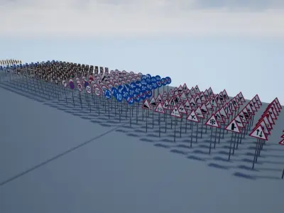 Traffic Sign Pack Low-poly 3D model