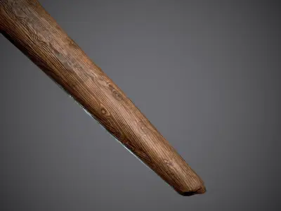 Wooden Torch Low-poly 3D model