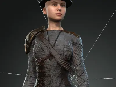 Pack 14 Steampunk rigged character woman Low-poly 3D model