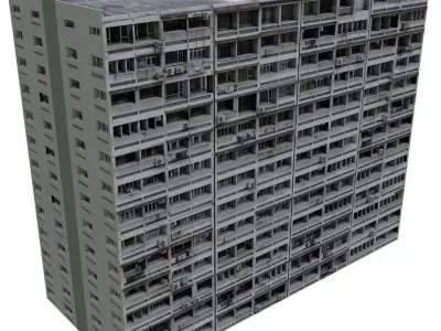 Asian Block of flats Low-poly 3D model